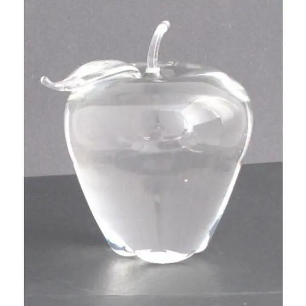 Art glass apple paperweight, crystal