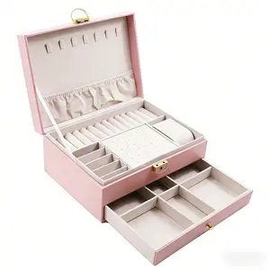 Two-Layer Lockable Jewelry Box, Full Category Jewelry Storage Solution, 1pc Dual Layer Jewellery Organizer
