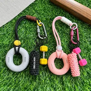 Detachable Dumbbell & Barbell Keychain Set with Wristlet Strap, 5 Styles Available, DIY Bag Accessory & Whimsical Hanging Home Decor, Ideal Gift for Fitness Enthusiasts Vintage Dice