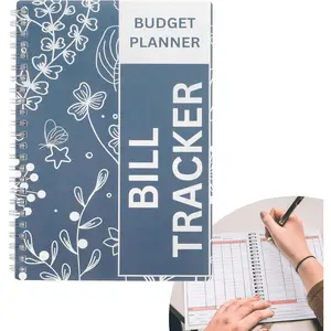 Bill Payment  Notebook with Spiral Binding and  Pocket - for Financial   Finance & Monthly Bill Payment Organizer (Blue Blossom)