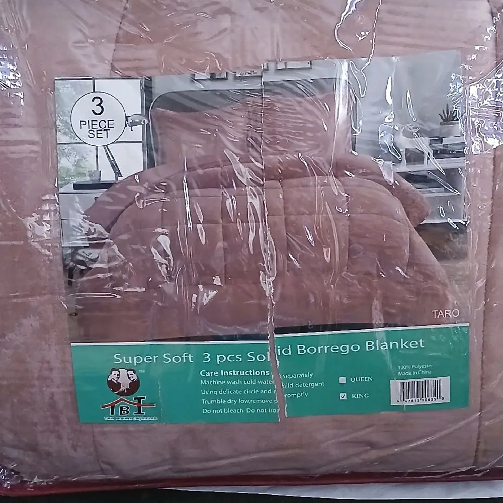 3 sets super soft 3pcs solid Borrego blanket
