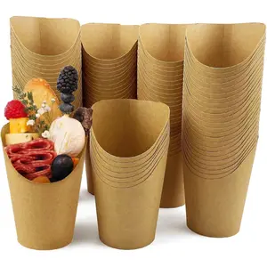 100 Pcs 12oz Disposable French Fry Cups, Food Grade Paper Charcuterie Cups, Portable Takeout Snack Holders, Bulk Disposable Serving Cups for Party, Carnival, Fast Food & Daily Gathering Use
