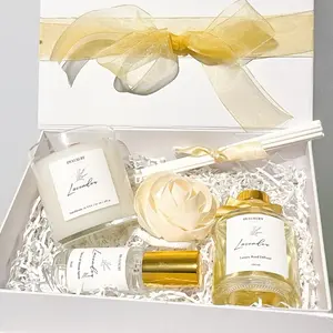 Luxury Gift Box with scented Candle, diffuser & room spray, Luxury Home Fragrance, Spa Set, Birthday gift set with card, Bridmaids gifts set Aroma