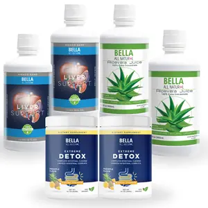 Bella All Natural Kit - 2 Aloe Vera Juice, 2 Liver Support Liquid, 2 Piña Colon Cleanse Powder