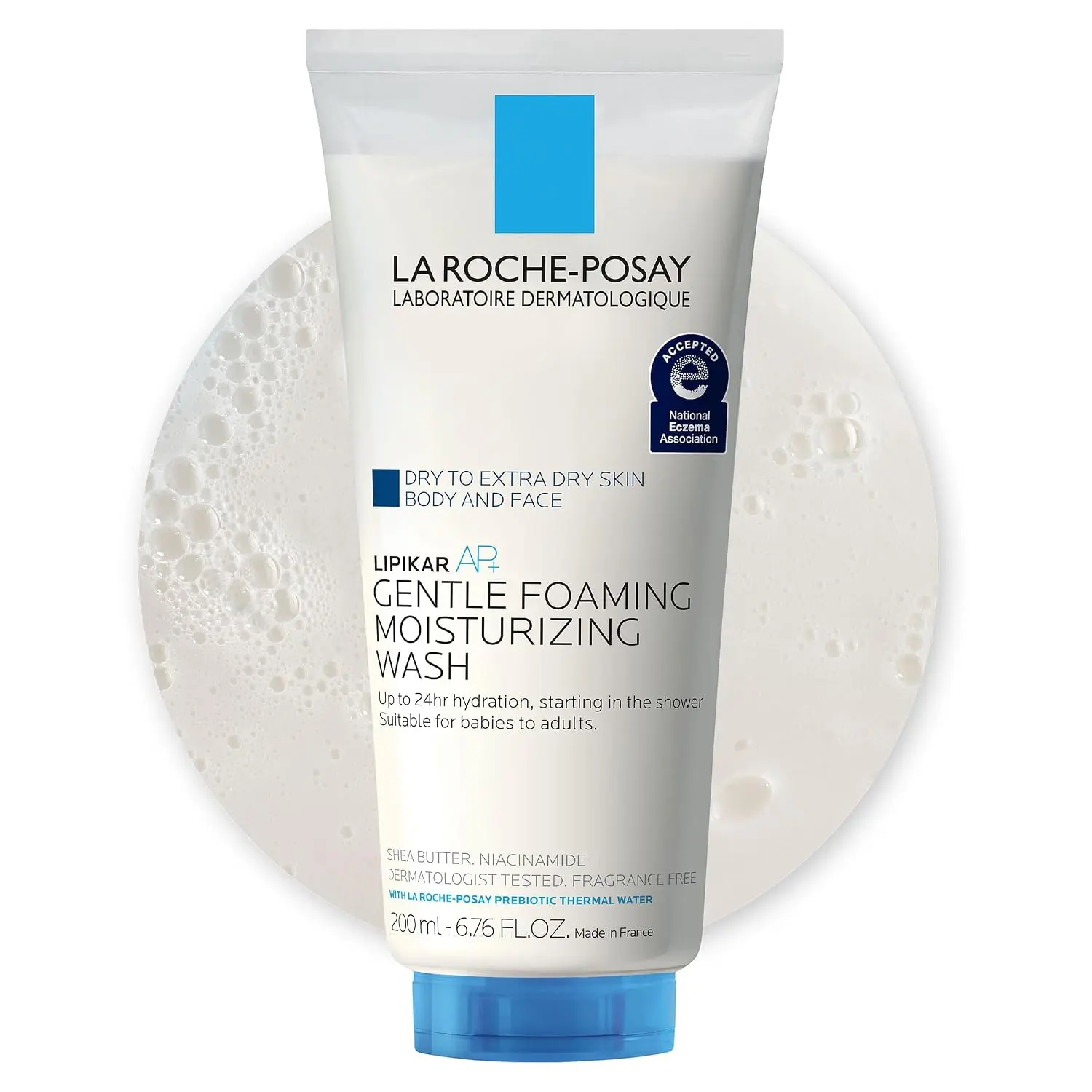 La Roche-Posay Lipikar AP+ Gentle Foaming Moisturizing Wash, Shea Butter + Niacinamide + Glycerin, Moisturizing Body Wash For Dry Skin, National Eczema Association Accepted, Dermatologist Tested​