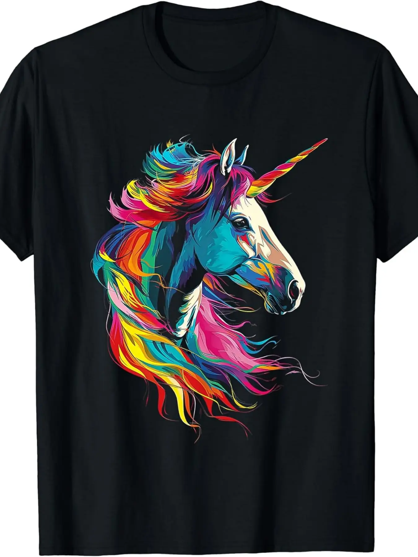 Unicorn Rainbow Animal Zoo Art Unicorn T-Shirt |   Same Style for Men And Women  Summer Short-Sleeved Printed Pure 220G Crew Neck Vintage Style Regular Fit Perfect for Adults