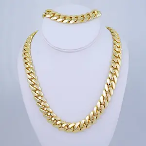 Cadenas & Pulseras 14K Real Color Plain Cierre Original 14mmx60cm SET