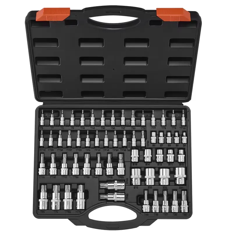 SucceBuy Torx Bit Socket and External Torx Socket Set 60-Piece T6-T70 TT6-TT70 TP8-TP60 E4-E24 S2 Alloy Steel and Cr-V Steel