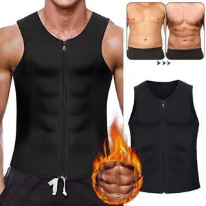 Men's Compression Shirt,Sauna Tummy Control Vest, Belly Body Shaper Vest, Sleeveless Zipper Undershirt Tank Top Shapewear for Stomach