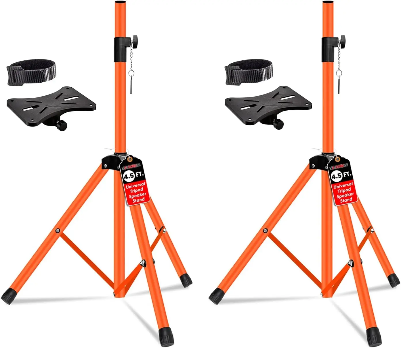 5 Core Speaker Stands Pair Adjustable 54 Inch Tripod Set Heavy Duty 132 lbs Capacity 35mm Pole Mount Metal Build DJ PA Stand for On Stage Studio Home Audio Uses Orange