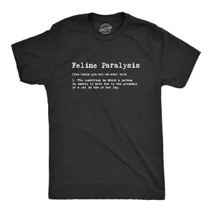 Mens Feline Paralysis T shirt Funny Cat Lover Cute Pet Kitty Crazy Cat Lady Tee Mens Funny T Shirts Cool Vintage Fashion T-Shirt Gift Classic Menswear Funny Cat Short Sleeve Novelty Tees for Guys Black