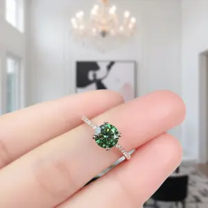 Classic Round Cut Emerald Green Engagement Ring