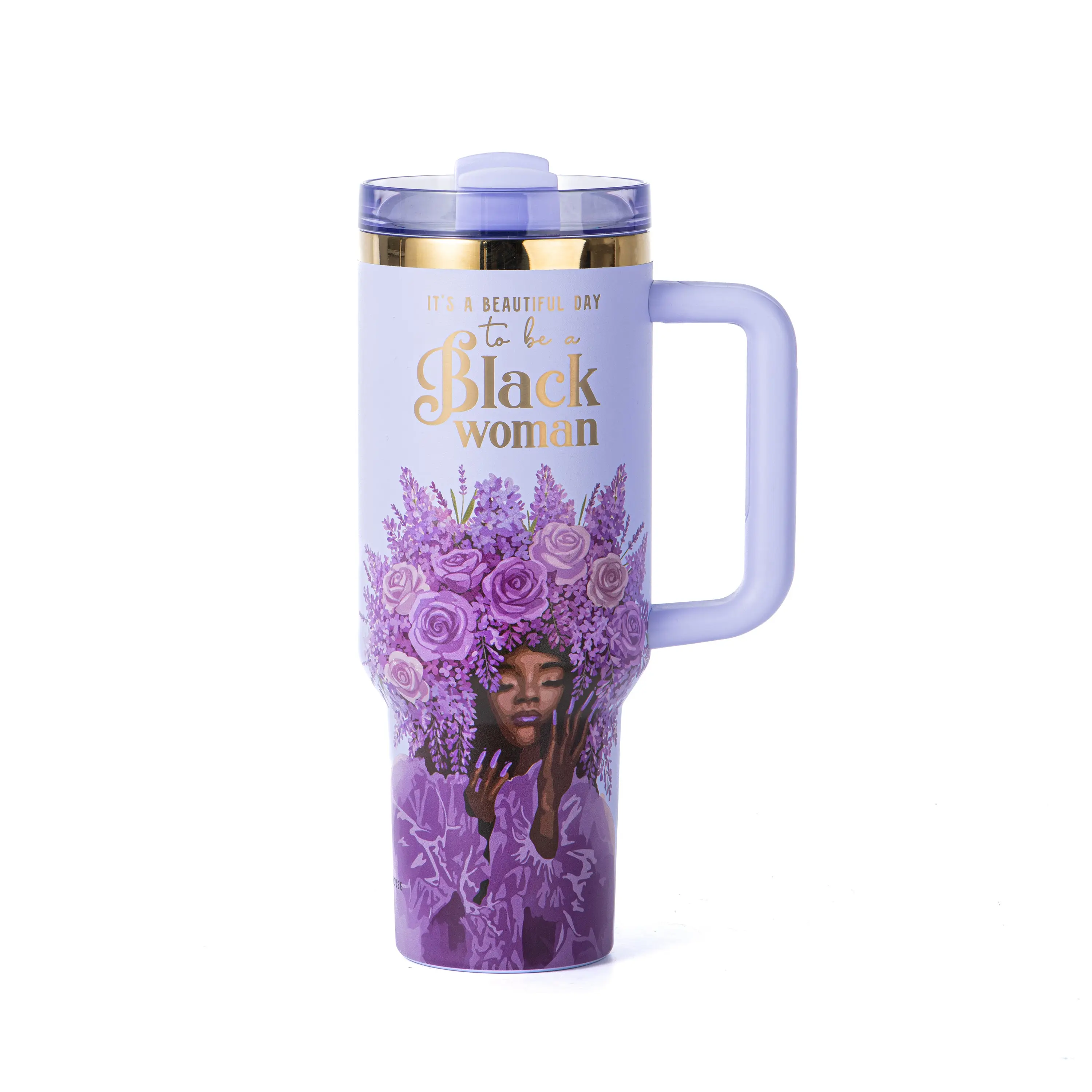 Lavender "Royalty Blossomed" FlowSip™ Insulated Tumbler – It's a Beautiful Day to Be a Black Woman