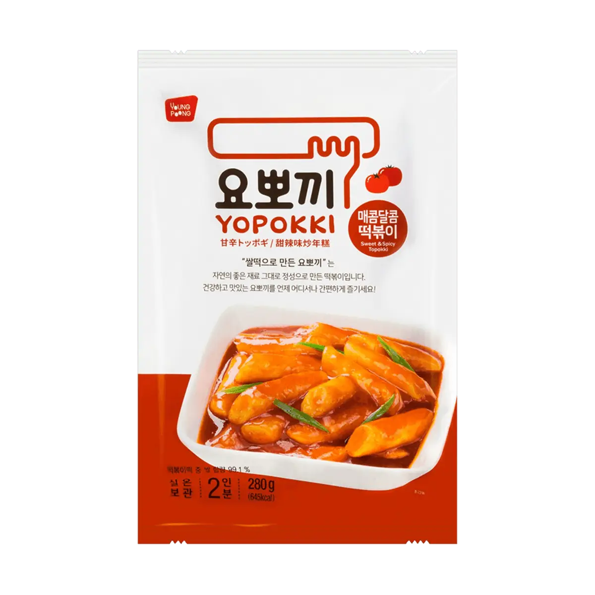 YOPOKKI Korean Instant Tteokbokki Rice Cake Sweet & Spicy Pouch 280g Convenience Food Asian Snack Chewy