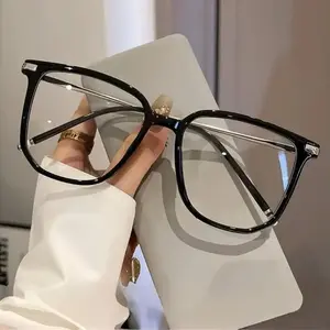 Y2K Retro Square Tortoise Shell Frame Glasses Stylish Unisex Lightweight Casual Style for Work Daily Use TR & Zinc Alloy Decorative Lens