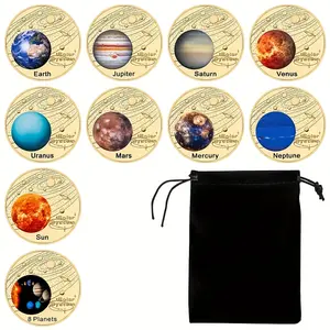 10 Retro Outer Space Planet Collection Coins - Unique Gift Ideas for Geography And Astronomy Enthusiasts, Astronaut Decoration, Perfect Birthday Gift