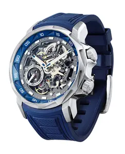 FEICE Men’s Luxury Automatic Watch Double Skeleton Sapphire Crystal Rubber Strap Waterproof Luminous Wristwatch Perfect Gift Choice