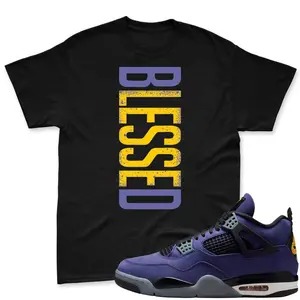 AJ 4 Purple Match T Shirt, BLESSED Graphic Tee, 90s Hip Hop Tee, Gift For Women and Man Unisex T-Shirt, Cozy Gift
