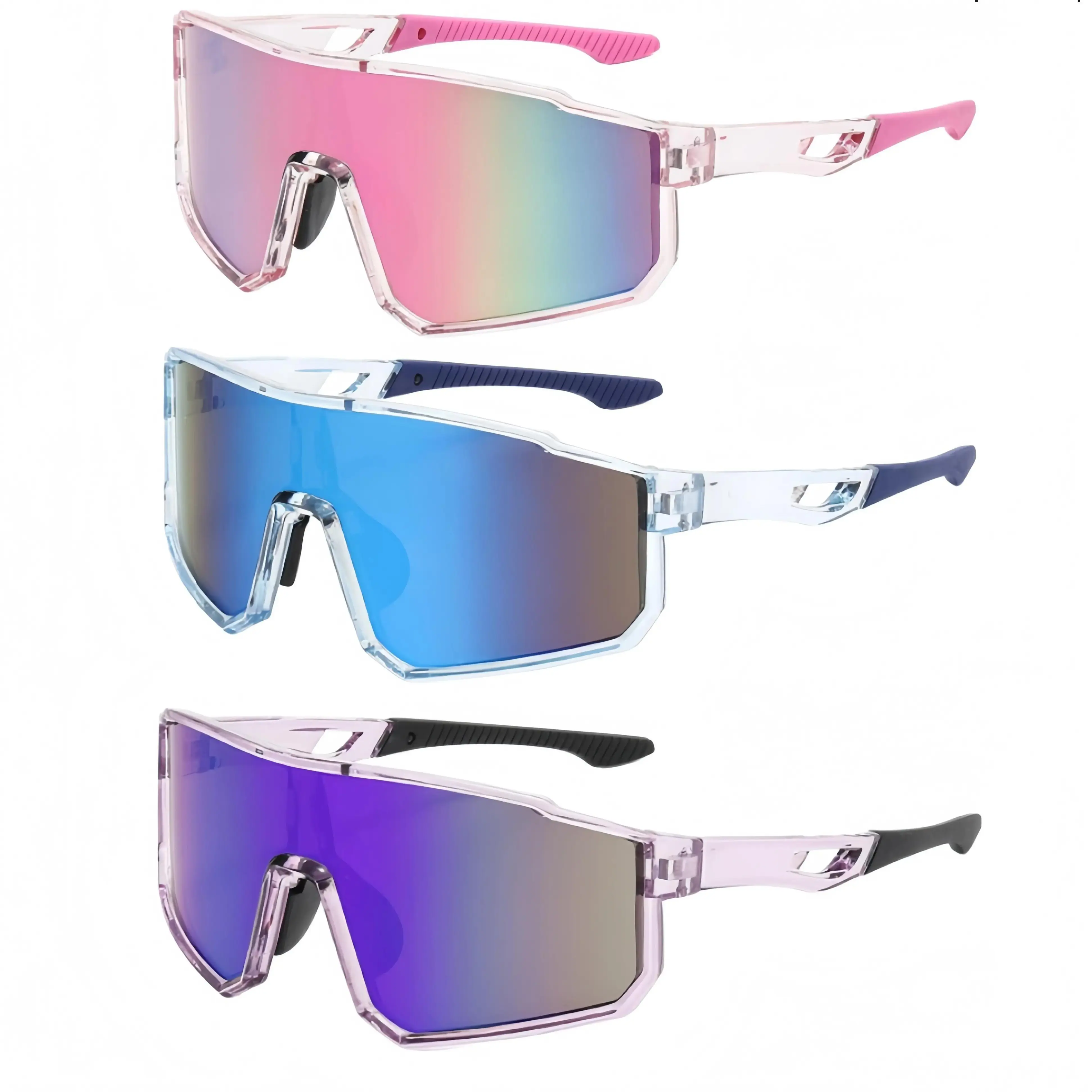 Statement Sunglasses for Women & Men, Colorful Mirrored 1-Piece Shield Design, Windproof with UV400 Protection for Cycling & Beach, Men's Sunglasses