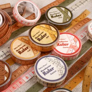 1 Roll/bag Paper Tape, Adhesive Tape, Manchester Ruler Series Theme, Handmade Stationery Water Bottle Multi-Scene Decorative Stickers