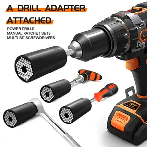 Super Universal Socket Tool,Black Friday 1 Count Socket Set with Power Drill Adapter, Cool Stuff Gadgets for Men Women Christmas Birthday Gift for Dad Fathers Husband Grandpa, Auto Repair Tools Stocking Stuffers  Socket with Power Drill Adapter. home tool