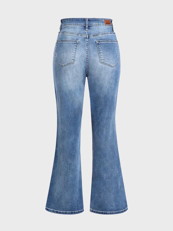 Ultimate Tummy Control Bootcut Flare Jeans - Mid Waist Denim with Flared Legs for Comfort and Style
