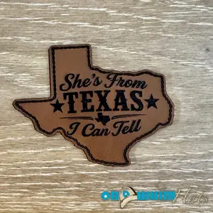 She's From Texas I Can Tell Leather Iron-On Patch