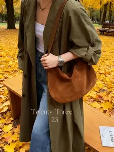 Unique Design Vintage Nubuck Suede Crescent Bag, Casual Shoulder Crossbody Dumpling Bag for Women, Autumn Winter Chic Modern Handheld Saddle Bag, Crossbody Bags