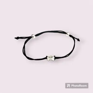 Charm Popz Dog Bone interchangeable and adjustable black cord bracelet