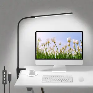 LEPRO Clip-On LED Desk Lamp - Clamp-Style Adjustable Color-Changing Lamp with 3 Color Modes, 10 Levels Brightness, Flexible Gooseneck, Dimmable USB Power, Home Office Desk Accessory,campingessentials,outdoorfurnitureset,campinggear