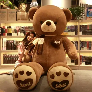 Giant Scarf Huge Bear Plush Toys Soft Kawaii Big Bear With Love Popular Birthday Valentine Gifts For Lover Friend 60/80/100cm