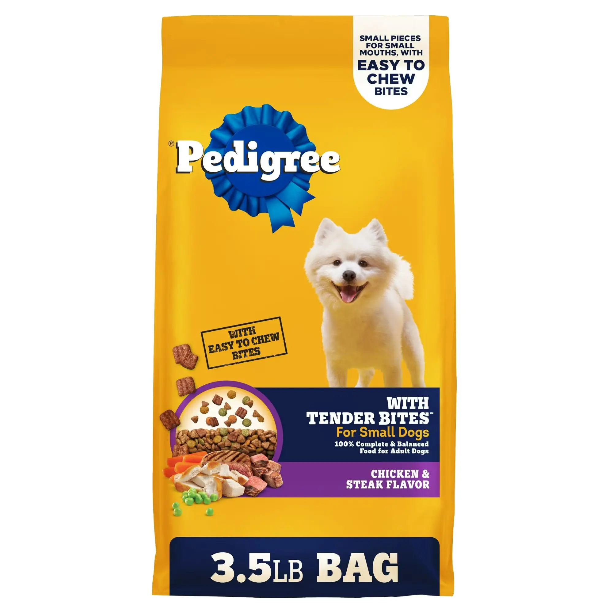 Pedigree Tender Bites Adult Dry Dog Food Chicken Steak Flavor 3.5 lb