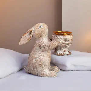 Easter Rabbit Scented Candle Holder without candles,Cute Bunny Home Decor, Vintage Easter Rabbit Ornament, Spring Desktop Decoration