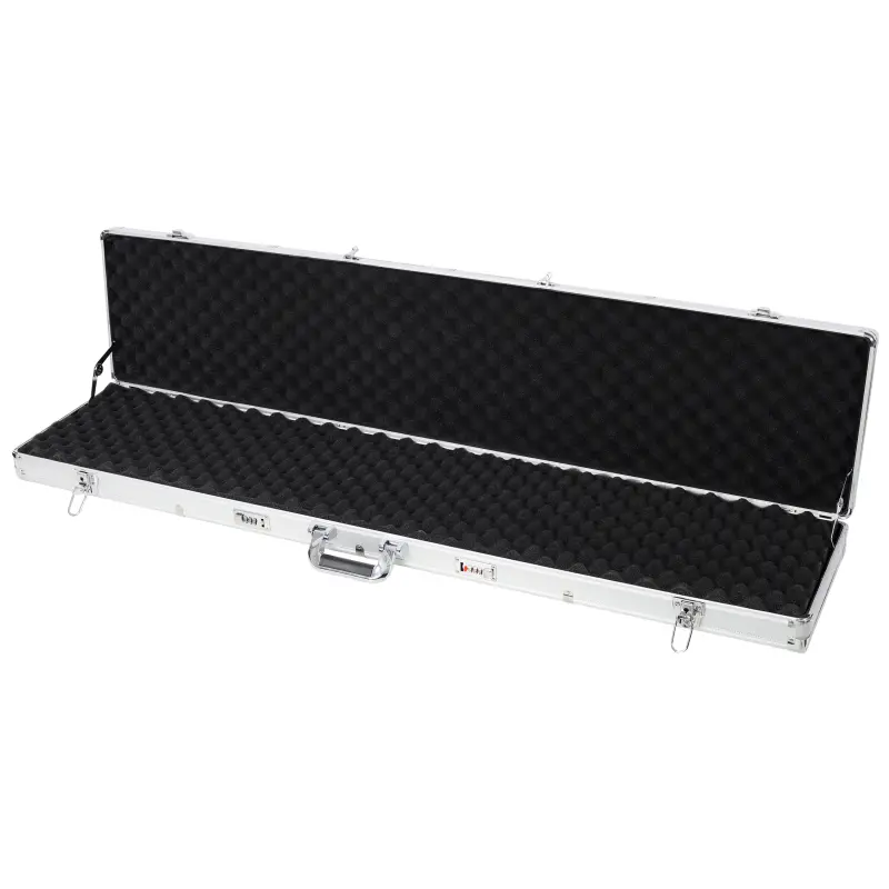Portable Aluminum Rifle Gun Hard Case Locking Long Gun Shotgun Storage Box Pistol Handgun Lock Box with Thick Padded Foam