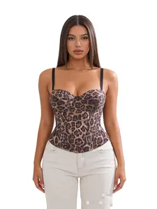 Glitter Leopard Print Corset Top: Edgy Night Out Shapewear for Club & Party Looks