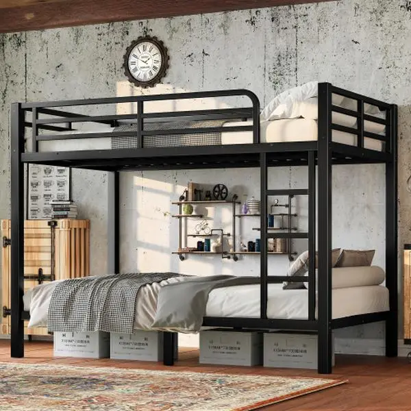 【Bellemave】Twin /Full/Queen Metal Bunk Bed for Teens and Adults,Space-Saving/Noise Reduced/No Box Spring Needed, Black Bed Frames Bedframe 【Bellemave】Twin /Full/Queen Metal Bunk Bed for Teens and Adults,Space-Saving/Noise Reduced/No Box Spring Needed, Black Bed Frames Bedframe