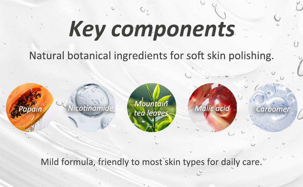 Coracode Triple Enzyme Peeling Gel - 100ml Enzymatic Exfoliating Gel, Hydrating Brightening Face Scrubs & Peels with Hyaluronic Acid, AHA, BHA, Nicotinamide, Tube for Oily Dull Skin, Gentle Anti-Wrinkle Acne Care for Adults