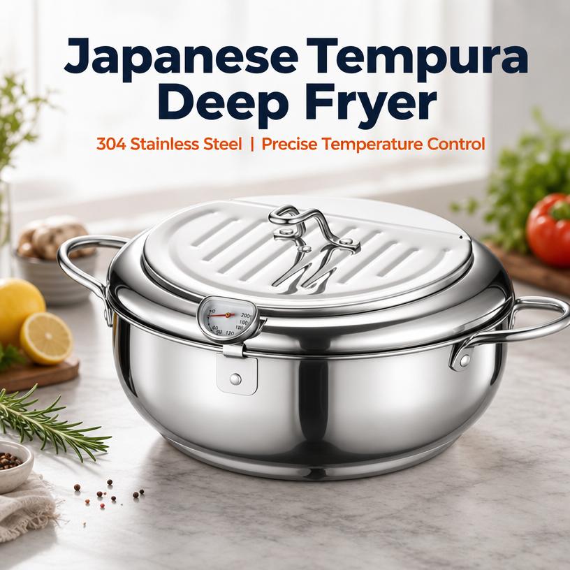 304 Stainless Steel Deep Fryer Pot with Thermometer