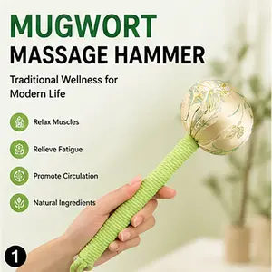 Handmade Natural Dried Mugwort-Filled Massage Hammer for Body Care, Gentle Scent, Sturdy Handle, Oriental Wellness Mallet for Daily Muscle Tightness Relief, Pre-Boxed Holiday Housewarming Gift