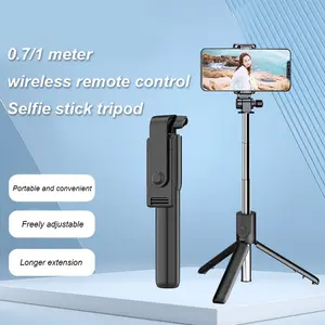 Bluetooth Selfie Stick Tripod for Smartphone Minimal Tech Style 0.7/1m Extendable with Wireless Remote & Fill Light Ideal for Photography, Live Streaming & Selfies
