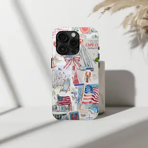️ Coastal Preppy IP Phone Case | Cape Cod 4th of July Collage | Nautical Patriotic Cover for IP Phone 17, 16, 15, 14, 13, 12, 11 Pro Max, Plus, SE, XR, X | Independence Day.