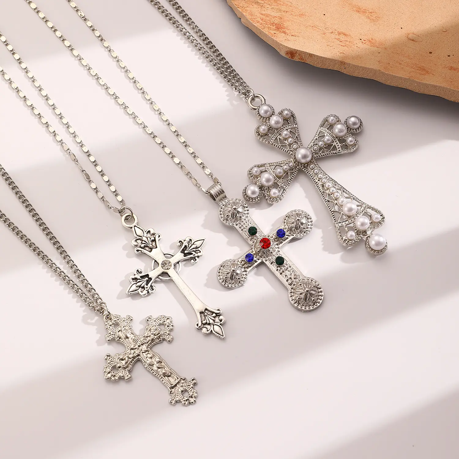 Punk Cross Multi-Layer Stackable Necklace| Alloy Pendant for Men & Women Punk Cross Multi-Layer Stackable Necklace| Alloy Pendant for Men & Women