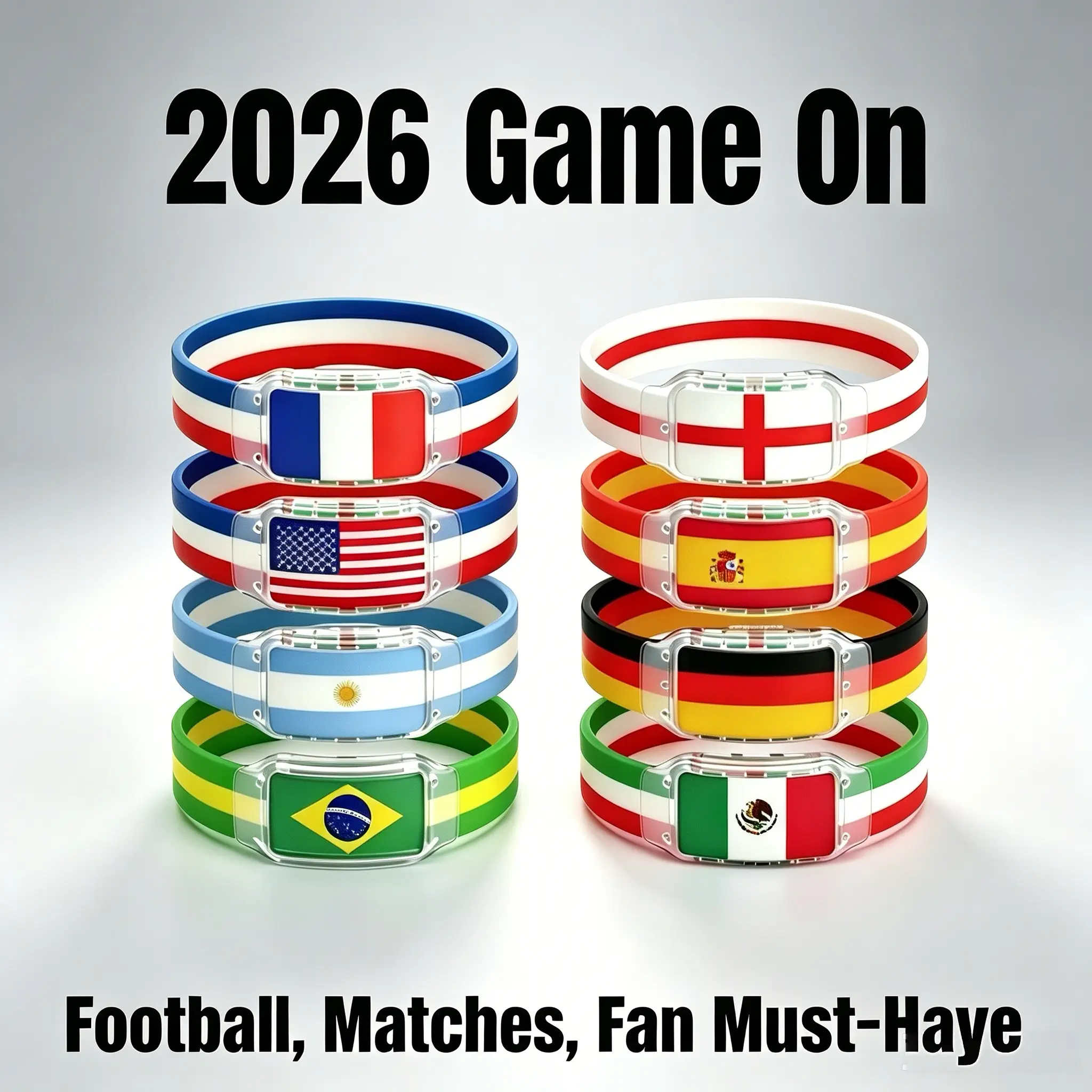 LED Glow Flag Silicone Wristbands USA Mexico France Argentina Germany Spain England Brazil, Side Switch Light Up Bracelets, Waterproof Luminous Patriotic Flag Wrist Band, Soccer Party Glow Accessories, Soft Silicone Bracelet, Fan Gift for Men Women Kids