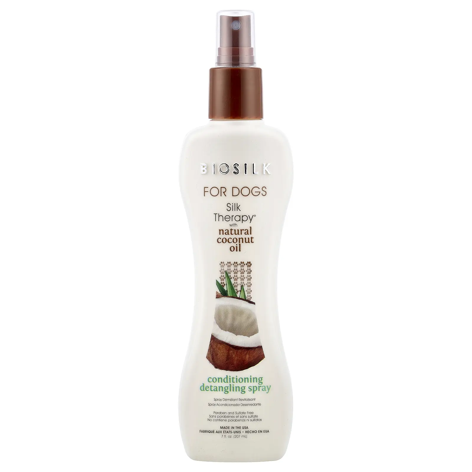 Biosilk Silk Therapy® with Natural Coconut Oil, Conditioning Detangling Spray, For Dogs, 7 fl oz (207 ml)