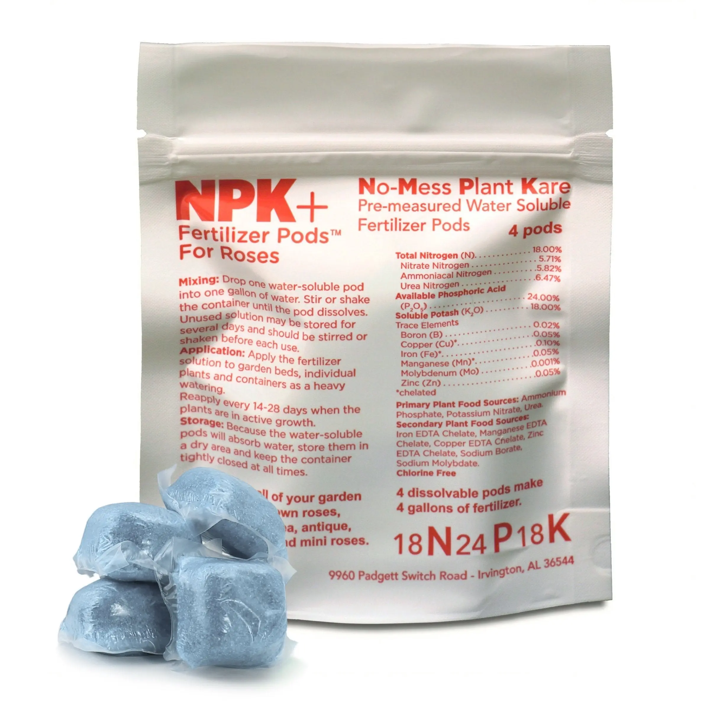 NPK+™ Fertilizer Pods for Roses (18N-24P-18K)