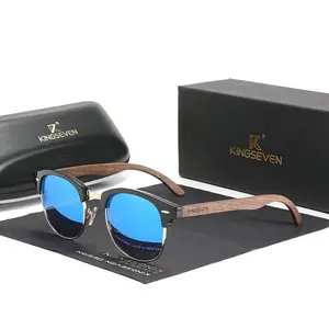KINGSEVEN 2026 Retro Walnut Polarized Sunglasses, Unisex Simple UV400 Eye Protection Eyewear, Stylish Accessories for Men Women, Great for Fishing, Road Trips & Birthday Gifts 5516