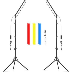 2 Pack Led Video Light Wand Stick,  5600K Led Photography Lighting Wand Kit with 63'' Tripod Stand/Color Filters, Studio Photo Lights for Video Recording/Streaming/Portrait/Vlog/Makeup/Podcast