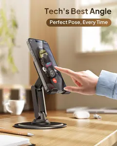 Muuhha Cell Phone Holder Height and Angle Adjustable Cell Phone Holder, Universal Holder for Leisure, Business, Office, Home with Anti-Slip Base and Convenient Charging Port Fits All Smart Phones Cellphone Smartphone Stand Mount