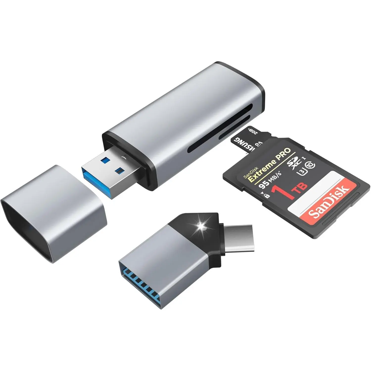 SD Card Reader for MacBook,USB 3.0 Type C  SD Card Adapter with Angled USB A Connector,Plug & Play,MicroSD SDHC SDXC Memory Card Viewer for Camera,MacBook Pro, MacBook Air, iPad, 17 16