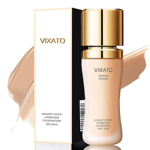 VIXATO Liquid Foundation, moisturizing and concealing, lasts for 24 hours, water-resistant and sweat-proof, with flawless makeup effect, suitable for all skin types, bright color / neutral / dark color | Korean Skincare, K-Beauty